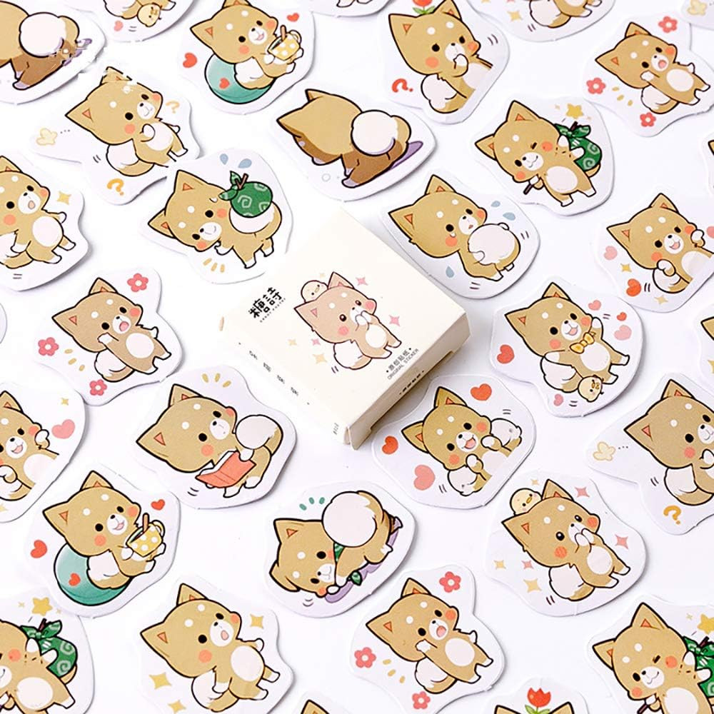 45PCS Boxed DIY Decoration Super Cute Cartoon Lovely Shiba Inu Stickers for Lapt