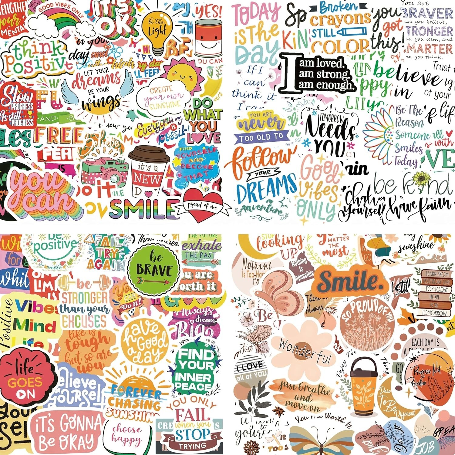 300PCS Inspirational Quote Stickers | Positive Affirmation Waterproof Vinyl