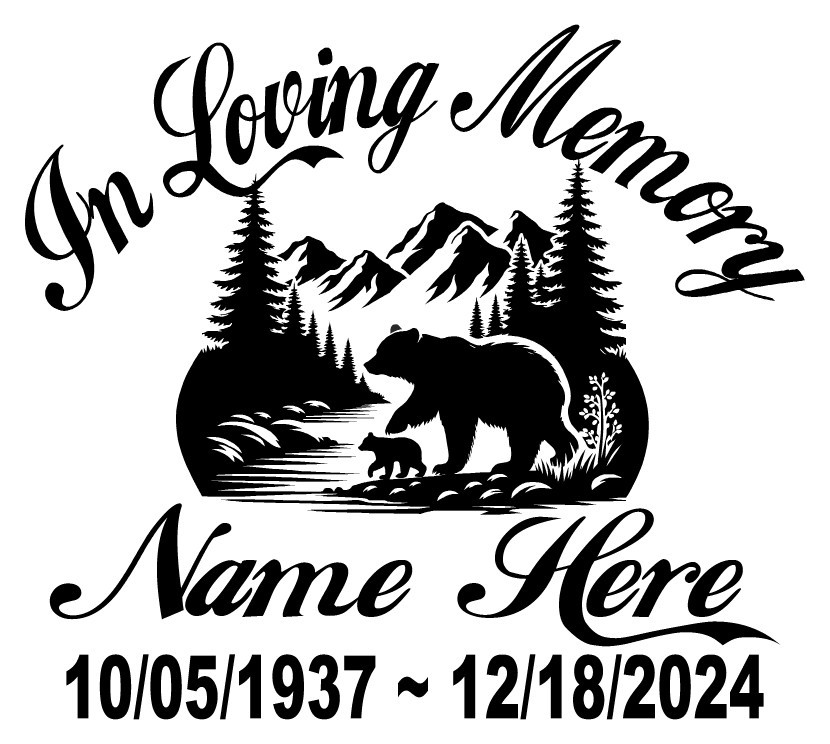 In Loving Memory of Decal – Bear Family Outdoors Compass Memorial Sticker #2