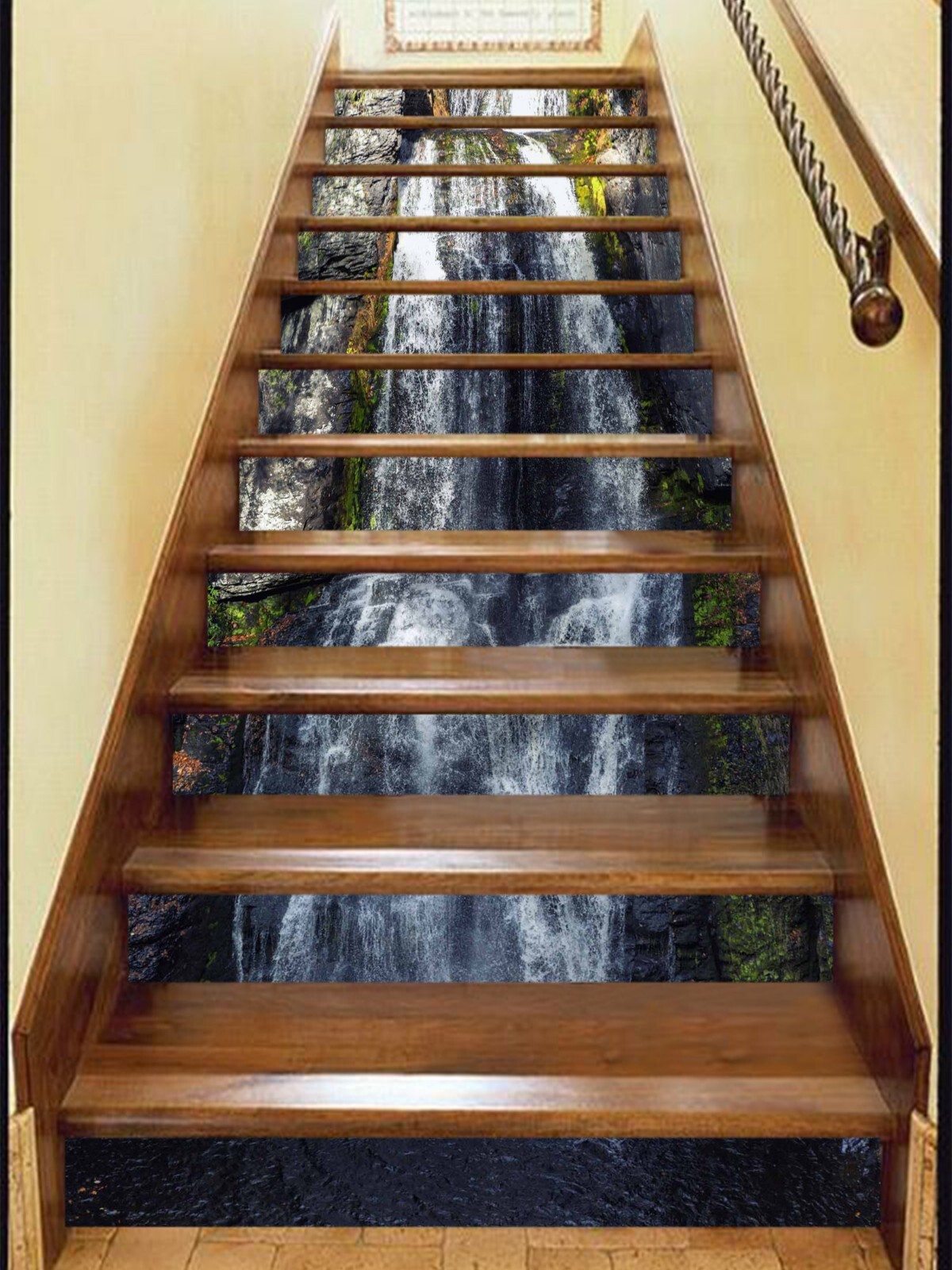 3D River Waterfall AZ1337 Stair Risers Decoration Mural Vinyl Wallpaper Kay