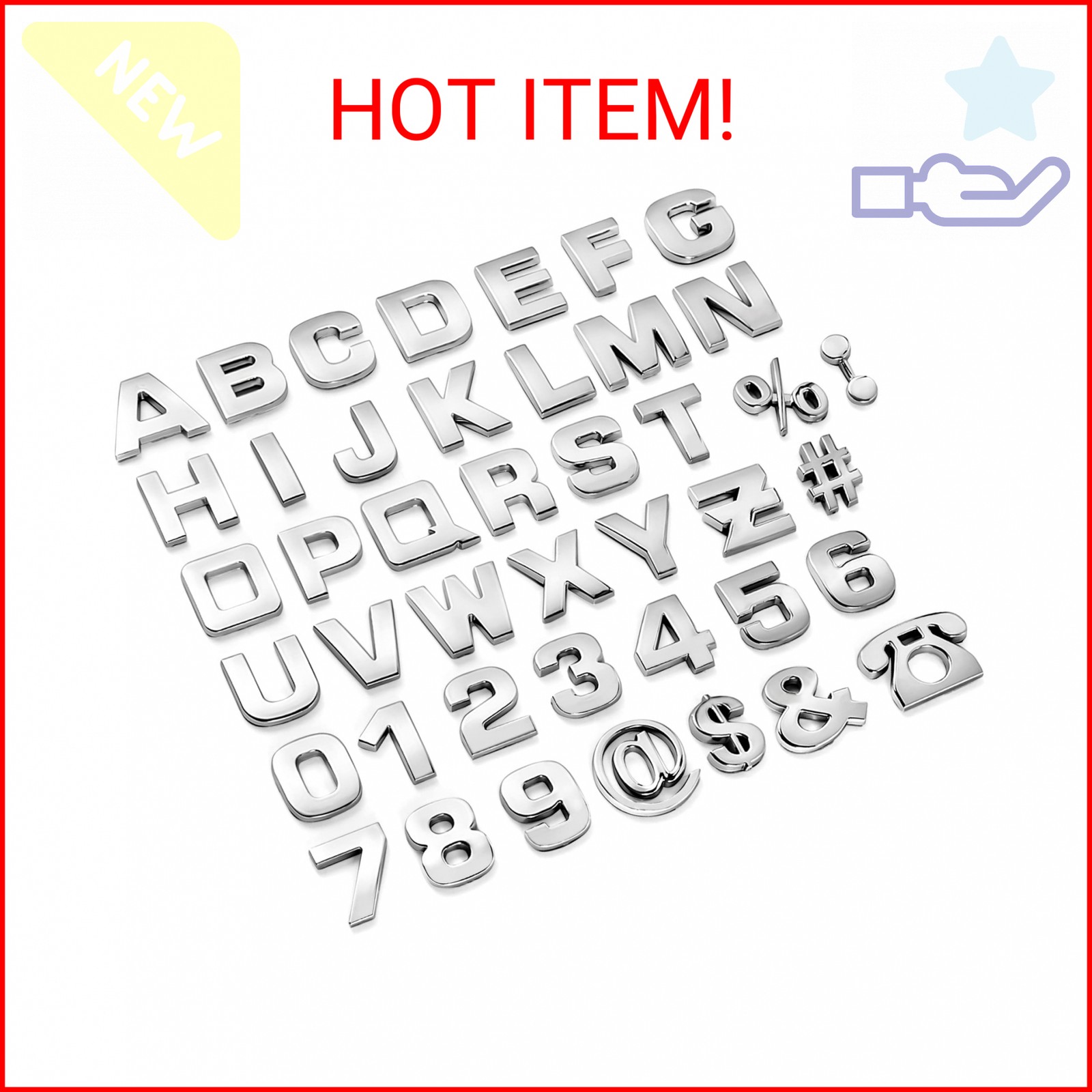 Lamoutor 43Pcs Car Emblem Letters Sticker DIY 3D Chrome Number Symbol Badge Deca