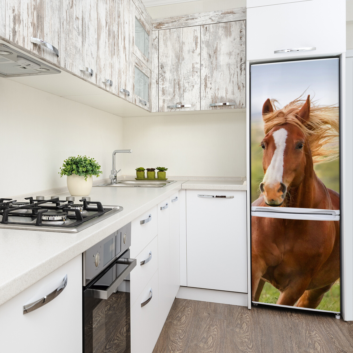 Removable Magnetic Refrigerator Sticker Self Adhesive Animals Horse in gallop