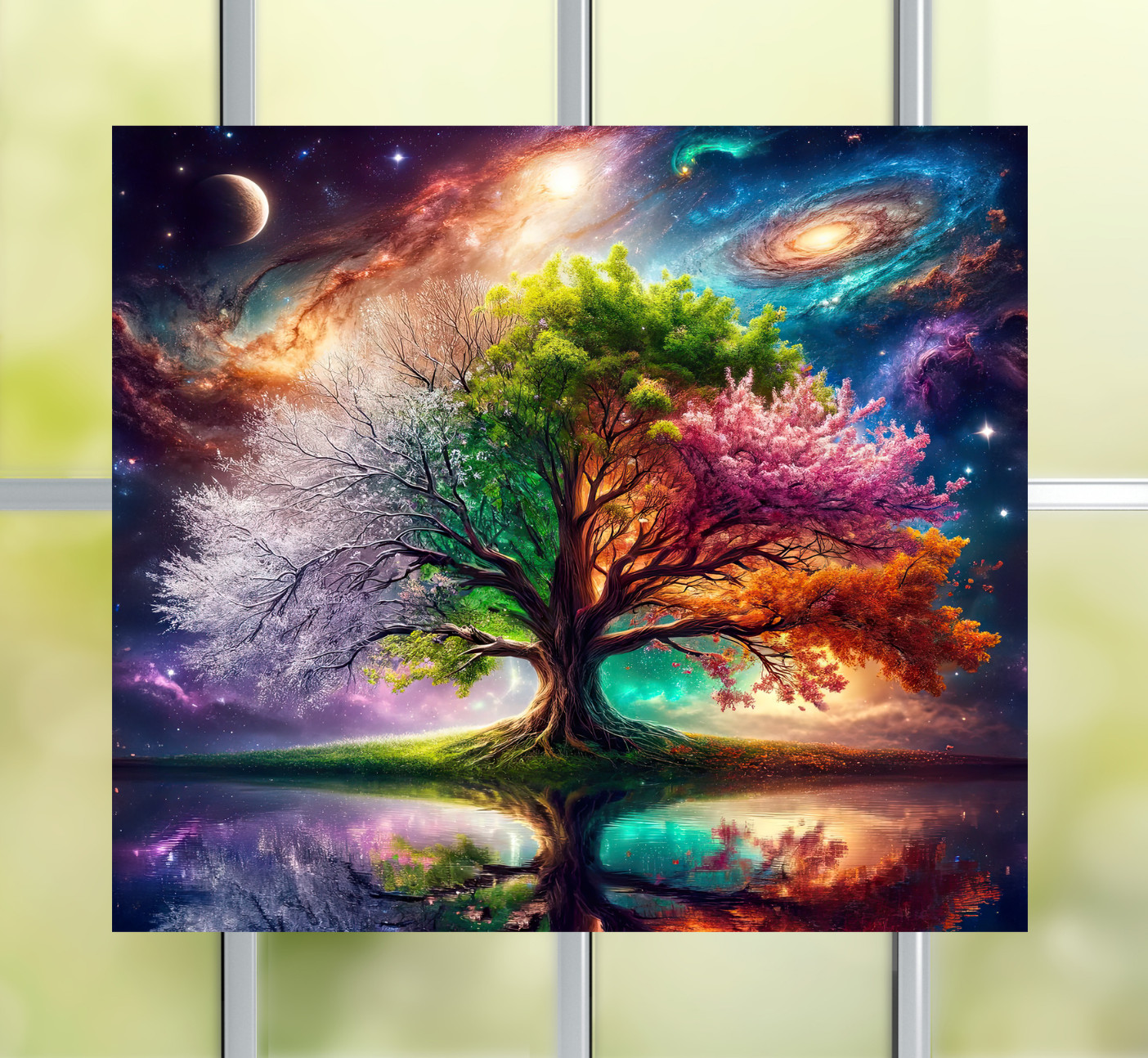 Tree of Life, Seasons, Galaxy WINDOW CLING Size 9.1″ Vinyl