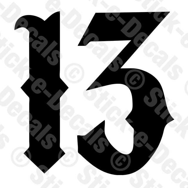 Number 13 Vinyl Die Cut Decal Sticker Lucky Thirteen Biker Chopper Motorcycle