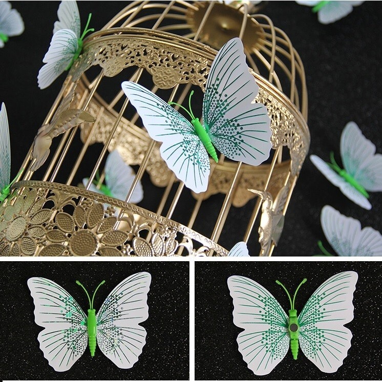 12Pc 3D Butterfly Wall Decal Removable Sticker Bathroom Bedroom Home Decor Green