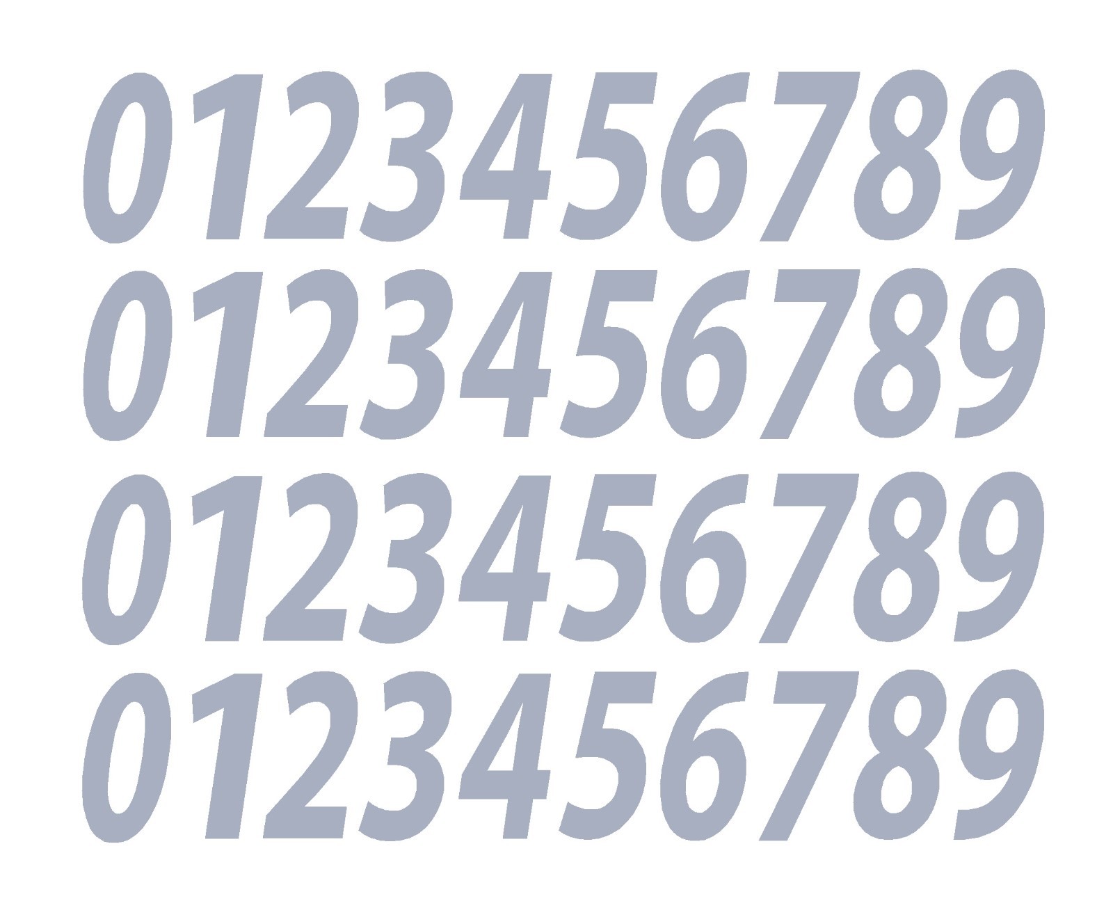 0-9 Numbers Silver Sticker Vinyl Decals CHOOSE SIZE!! 1/2″ – 12″ Set Of 40 V546)
