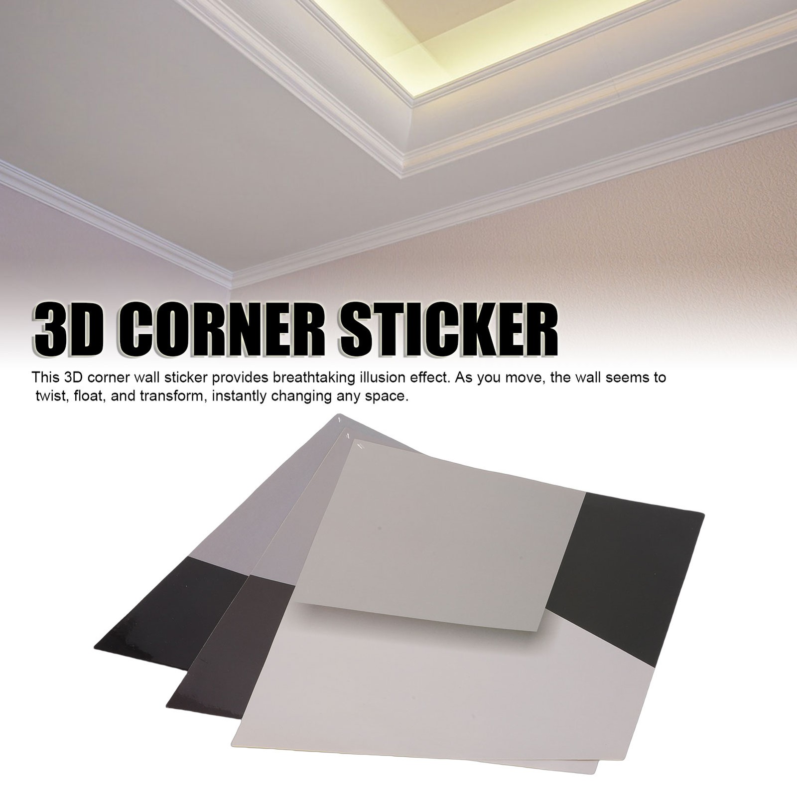 3D Optical Illusion Wall Sticker Modern Geometric Decor For Living Room