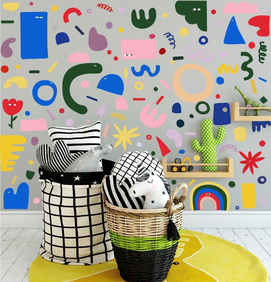 Abstract Shapes Wall Decal,Colorful Irregular Polka Dot Vinyl Wall Stickers, …