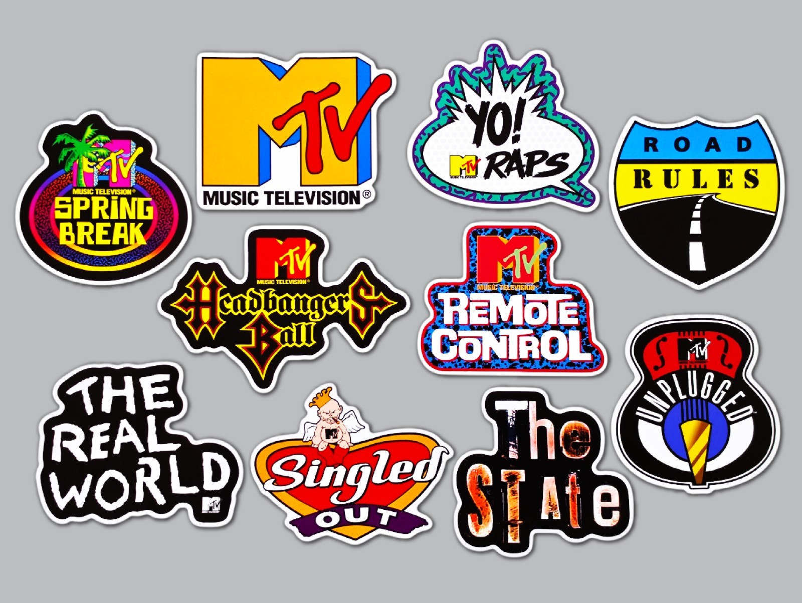 MTV Sticker Pack (QTY 10) SET 1 headbangers ball road rules real world yo raps