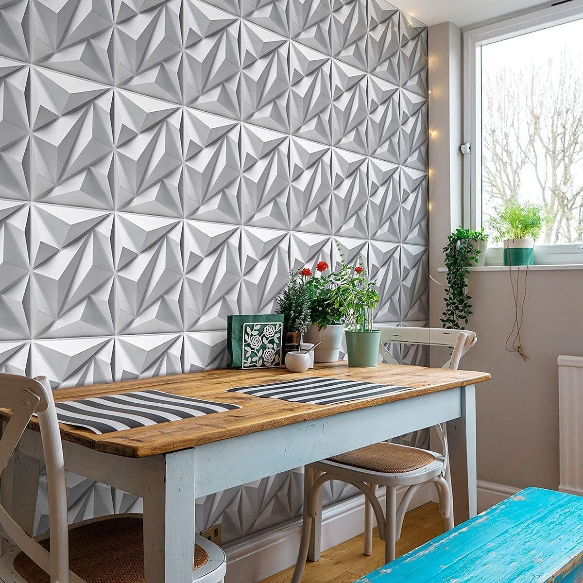 12pcs/ Set 3D Wall Panel Ceiling Tiles Wallpaper Background Decal Home DIY Decor