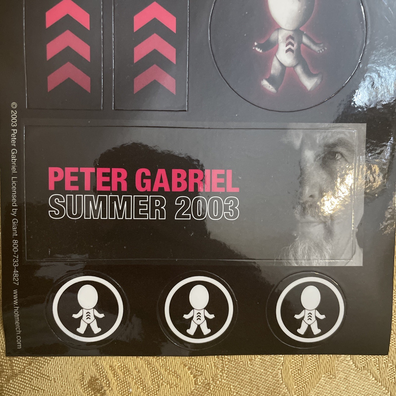 New Peter Gabriel Summer 2003 Sticker Sheet Original Promo 6×4.5 RARE