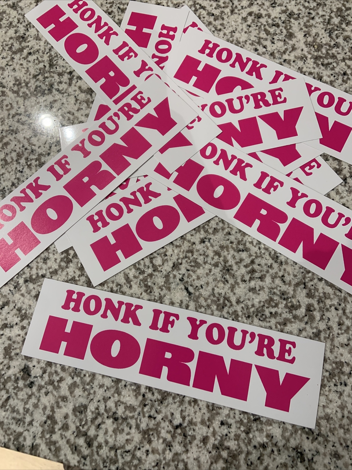 Hot Pink!! “HONK IF YOU’RE HORNY” Adhesive Vinyl Bumper Sticker Decal 9″ X 2.75″
