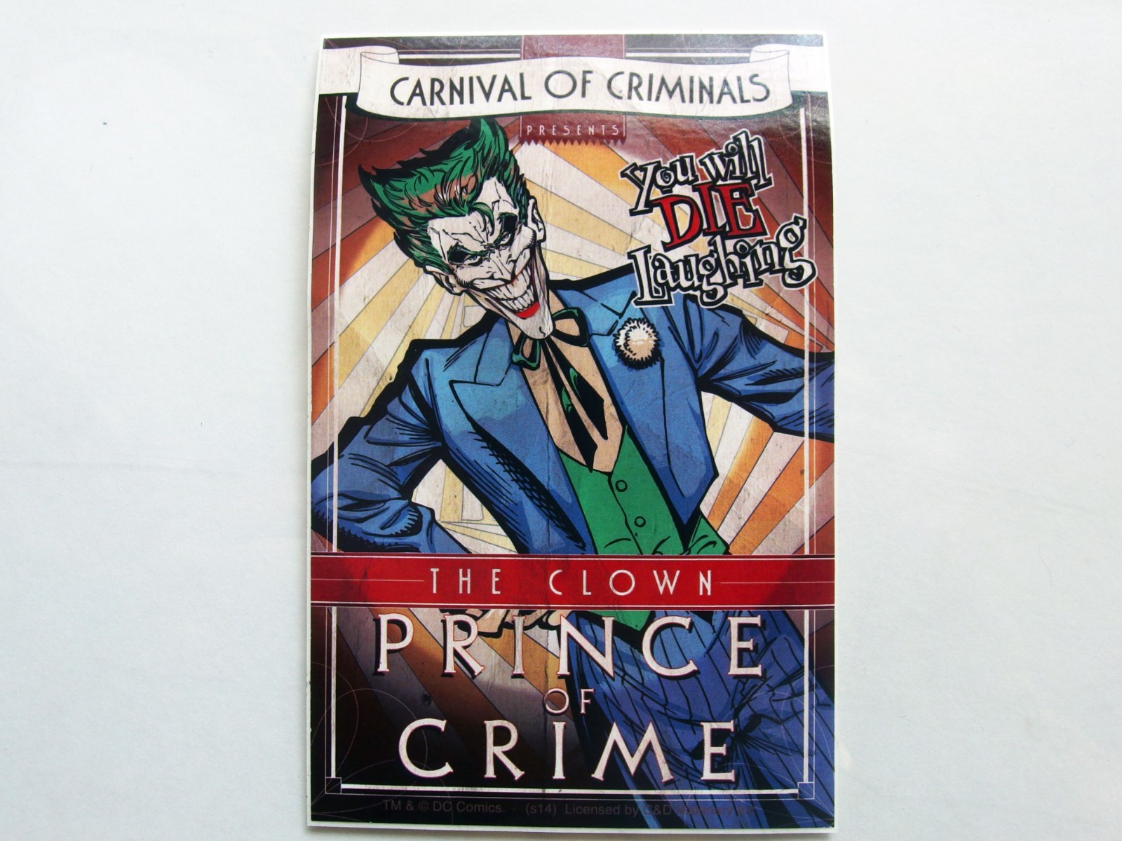 Batman The Joker Clown Prince of Crime Sticker, Licensed DC Comics C&D 3.25×5″