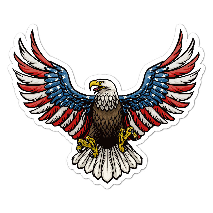 USA American Flag Eagle, Vinyl Decal Sticker, Indoor Outdoor, 3 Sizes, #9897