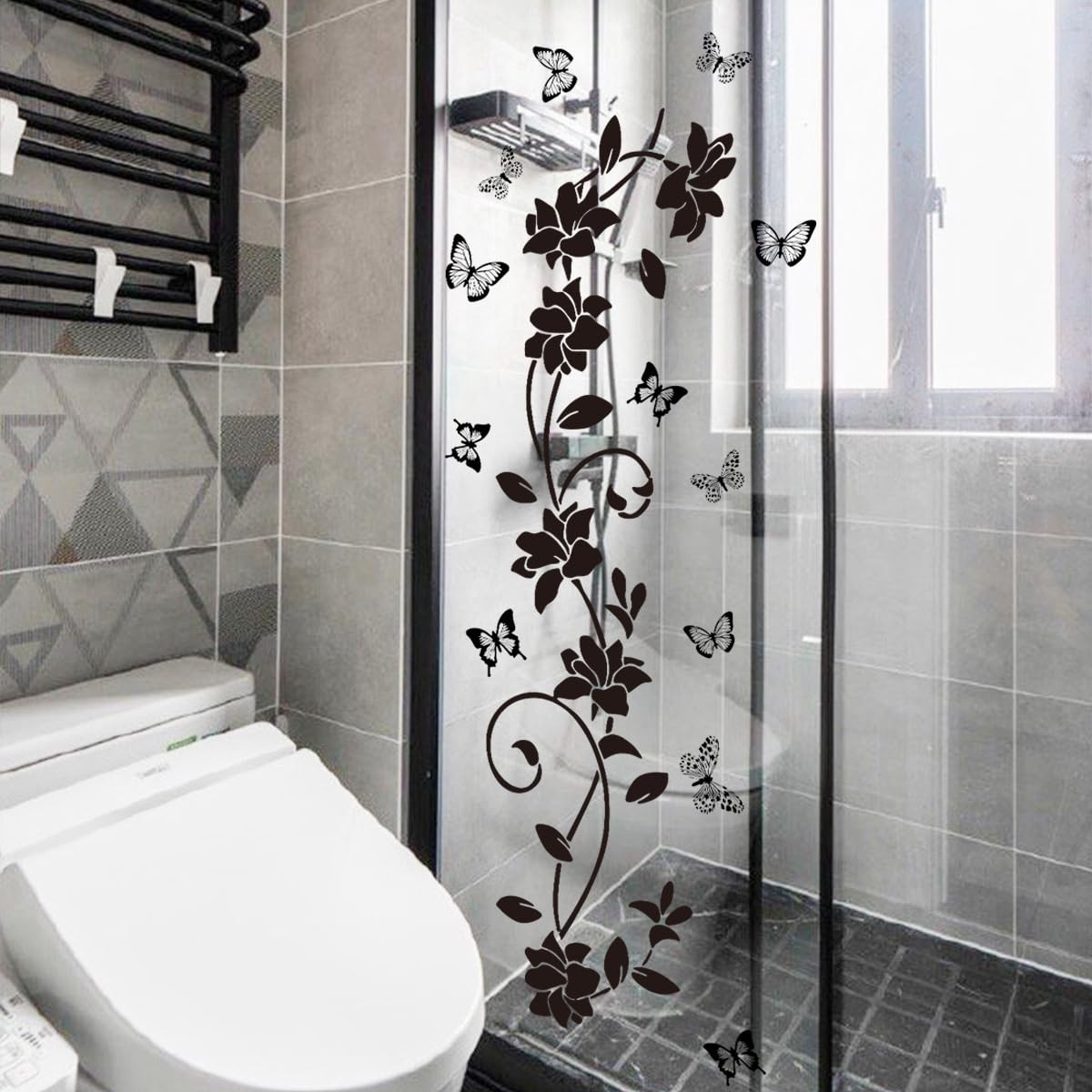 Flower Wall Stickers Floral Plants Wall Art Decals for Bedroom Living Room So…