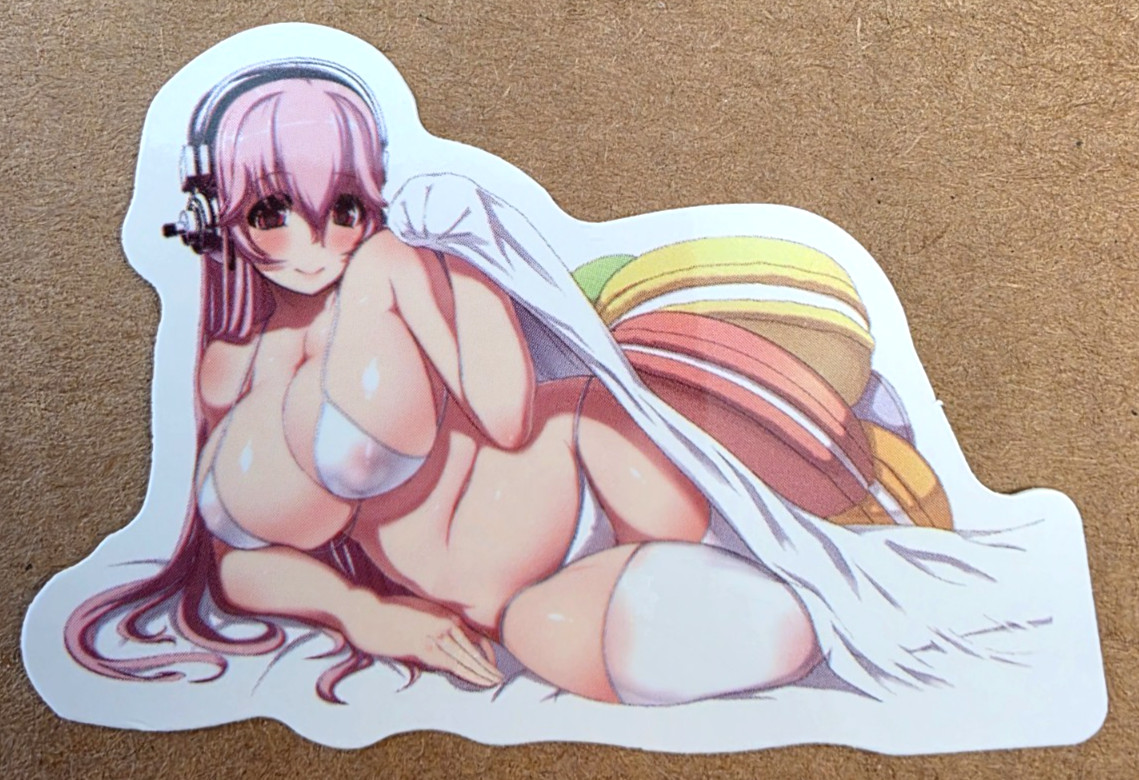 Waifu Sticker Girl Summer Bikini Athlete Swim Beach Emo Anime Manga Pin Up Pinup