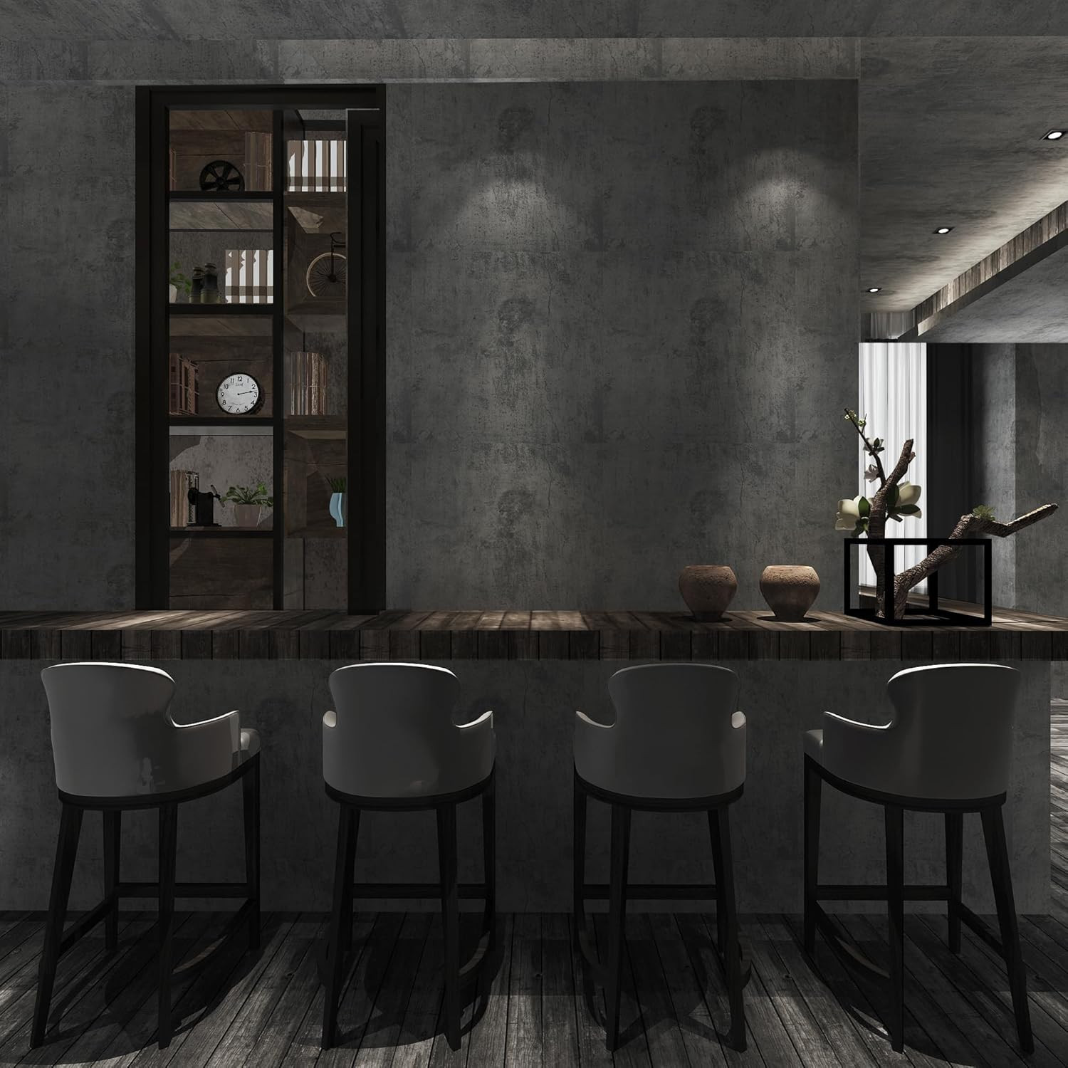 Gray Cement Contact Paper Matte Thick 16X708 Inch Grey Concrete Peel Stick