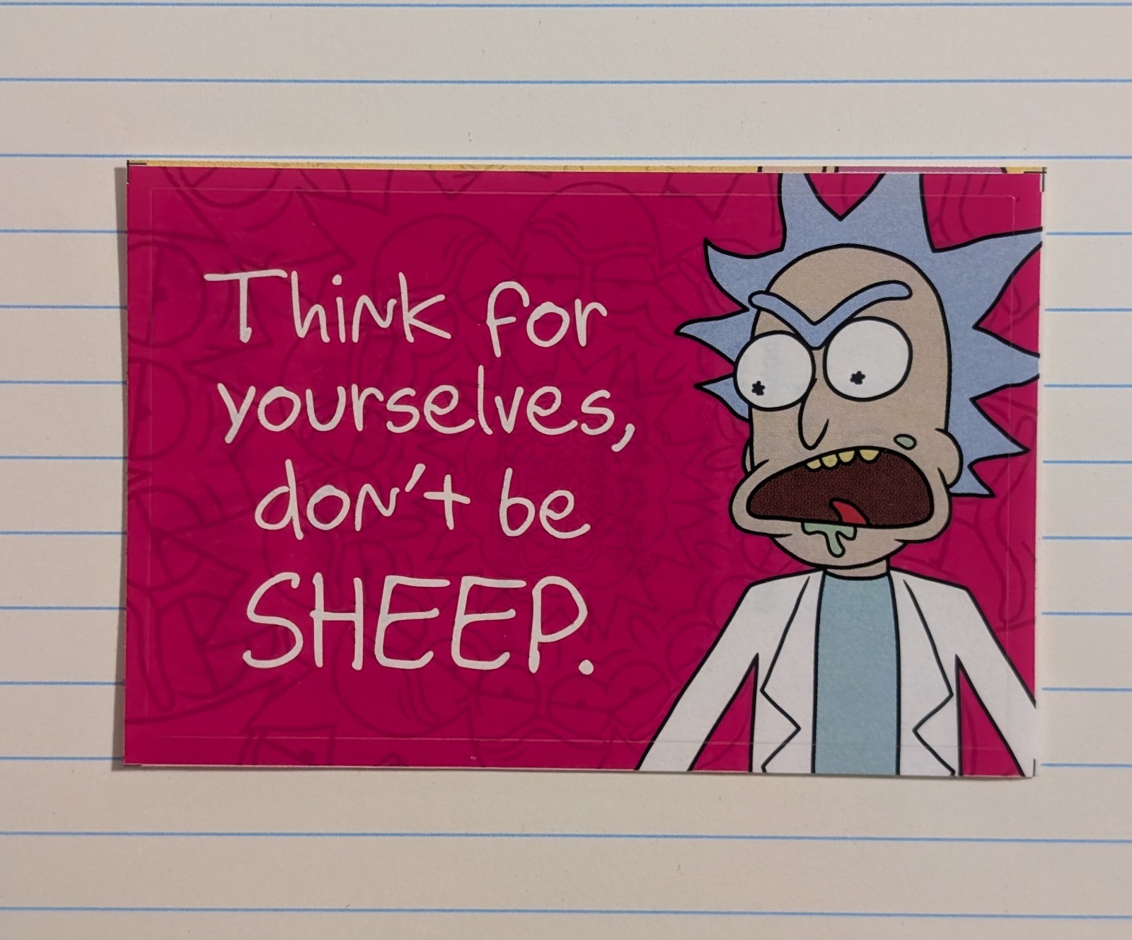 Rick & Morty Vending Sticker – 2019 Adult Swim Cartoon Network – Don’t Be Sheep
