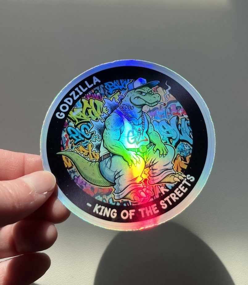 Godzilla King Of The Streets 3 Inch Waterproof Vinyl Holographic Sticker