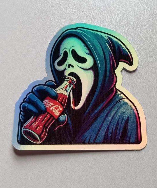 Ghostface Drinking Glass Coke 3 Inch Waterproof Vinyl Holographic Sticker