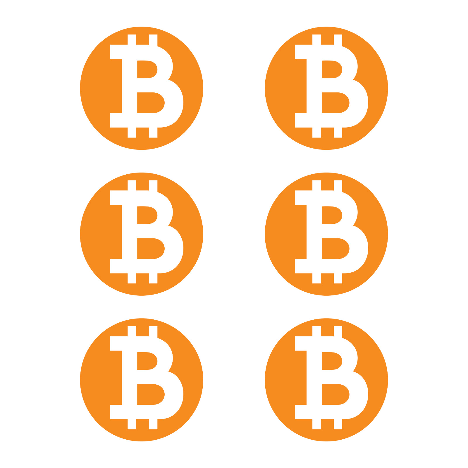 Set of 6 – BITCOIN LOGO Vinyl Decal | BITCOIN Symbol Sticker