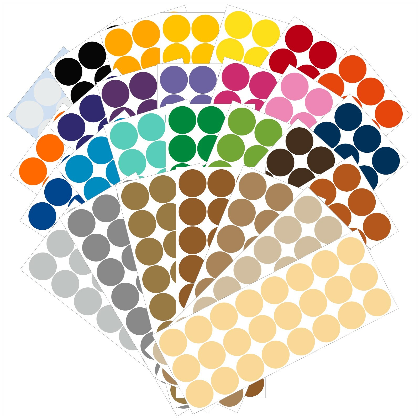 Color Coding Dot Labels, 1 inch Round Stickers, 24 pack, Permanent Outdoor Vinyl