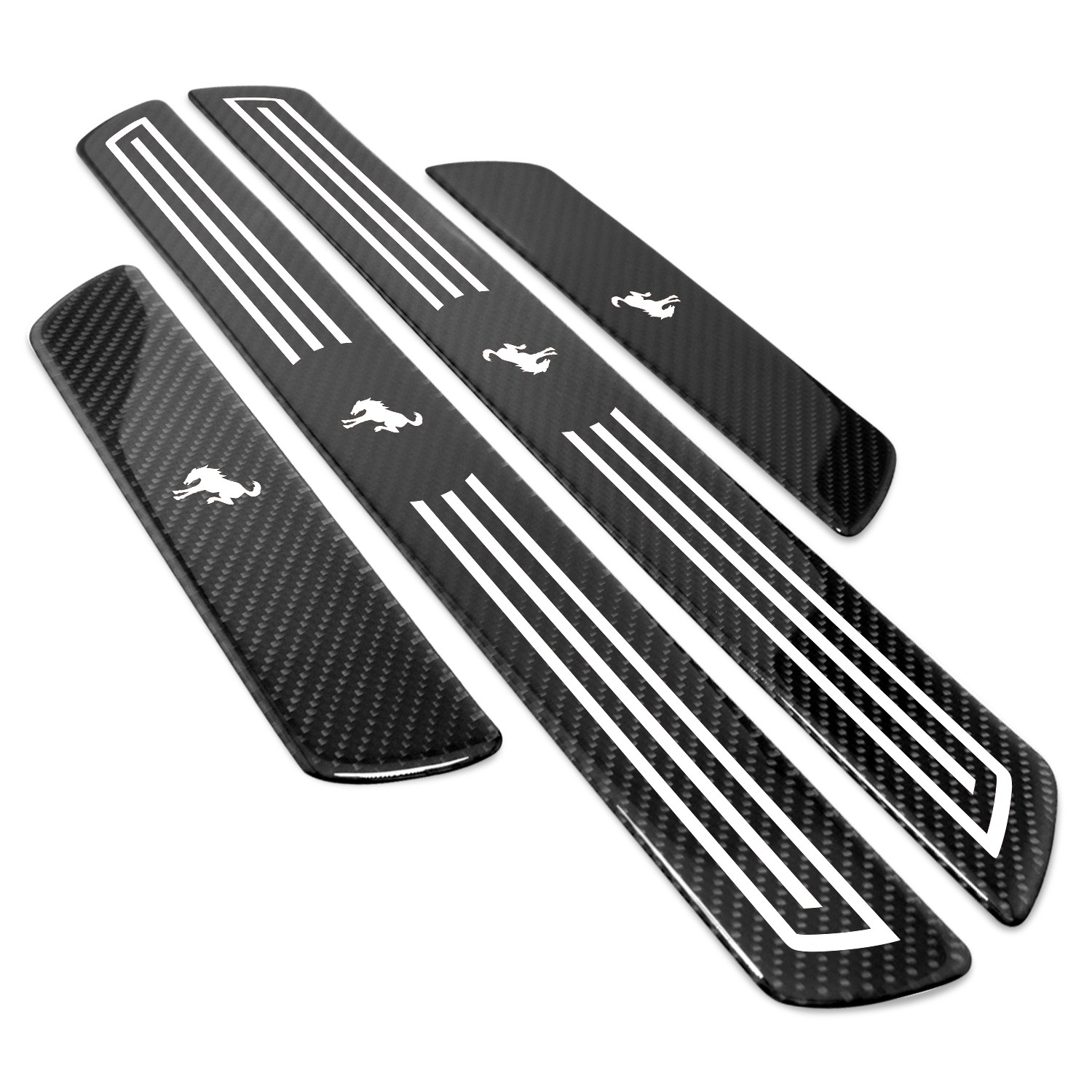 Ford Bronco Logo X-Large Black Carbon Fiber 4 Pcs Universal Door Sill Plates