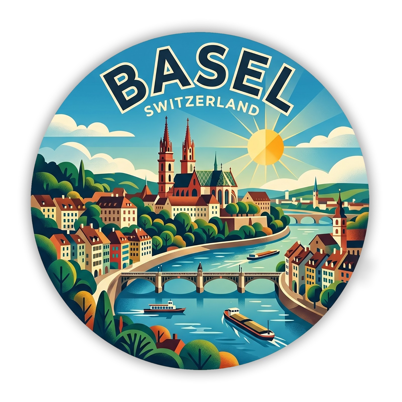 Basel Bale Switzerland Vintage Travel Sticker Die Cut Waterproof Vinyl Decal