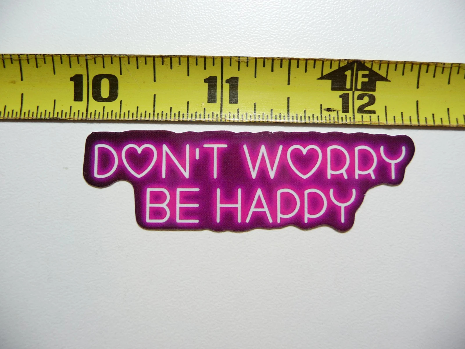 HEARTS BE HAPPY SMALL STICKER DECAL NEON STYLE MOTIVATIONAL POSITIVE