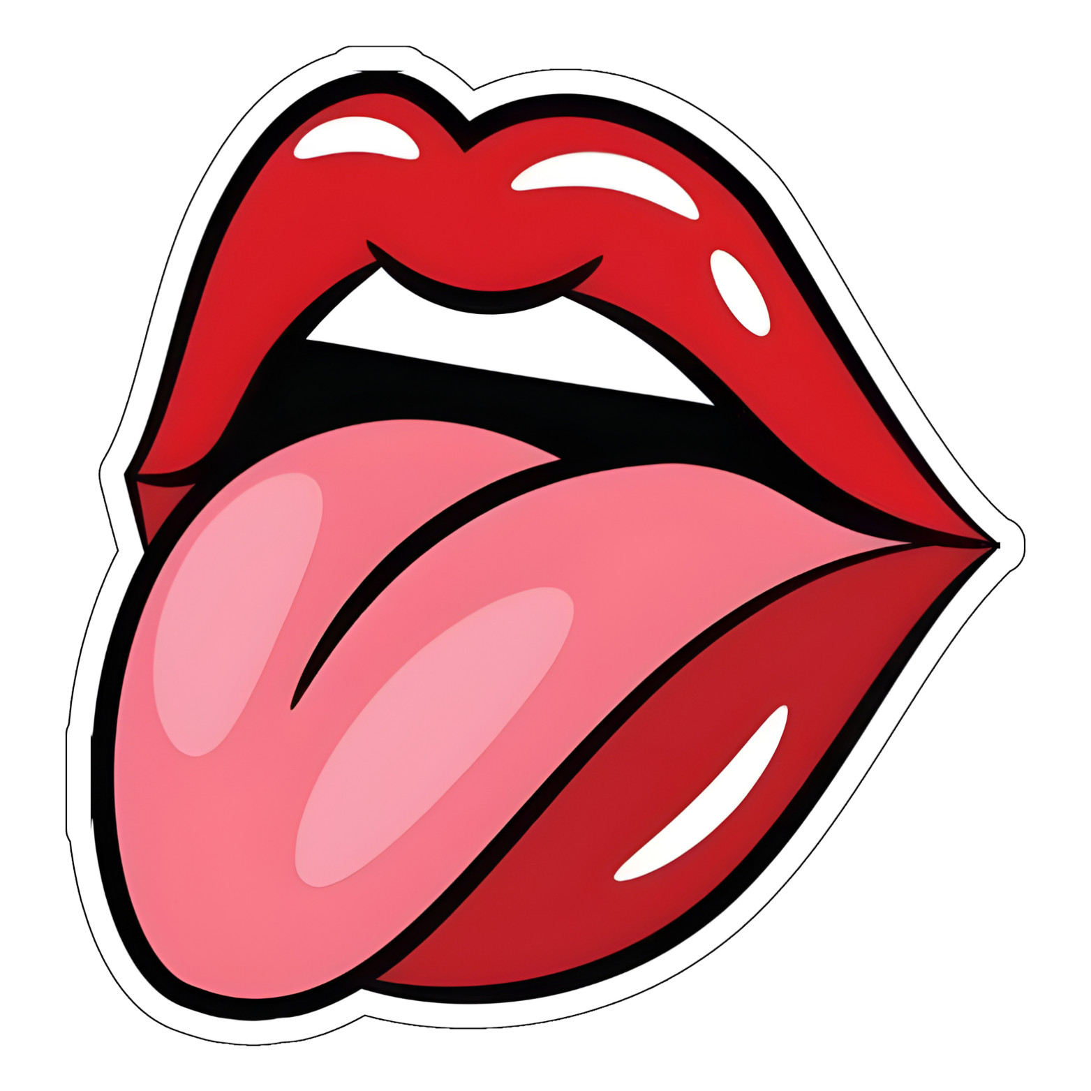 Red Lips Pink Tongue Sticking Out Sticker Decal