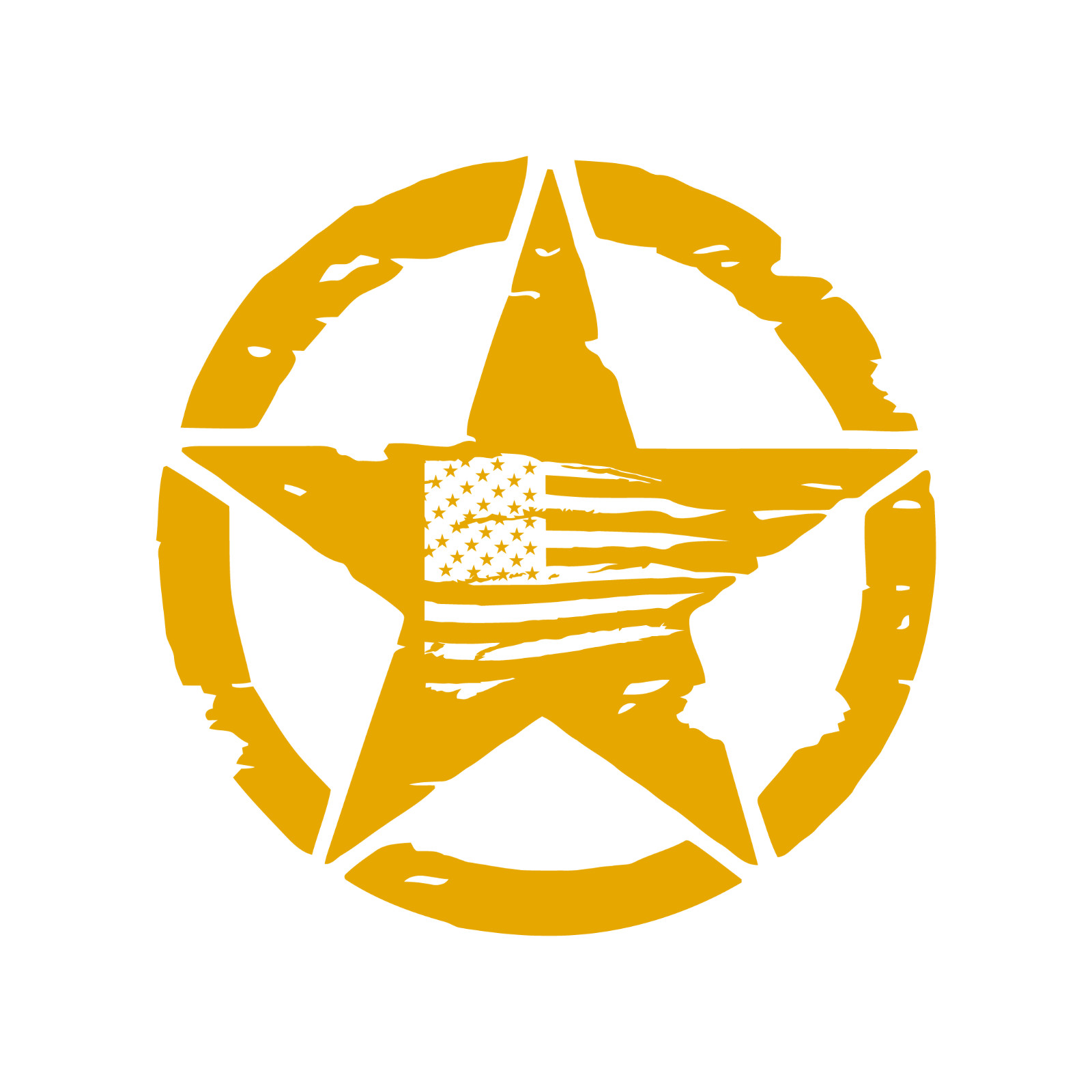Distressed Army Star With Distressed US Flag Automotive Die Cut Decal Made USA