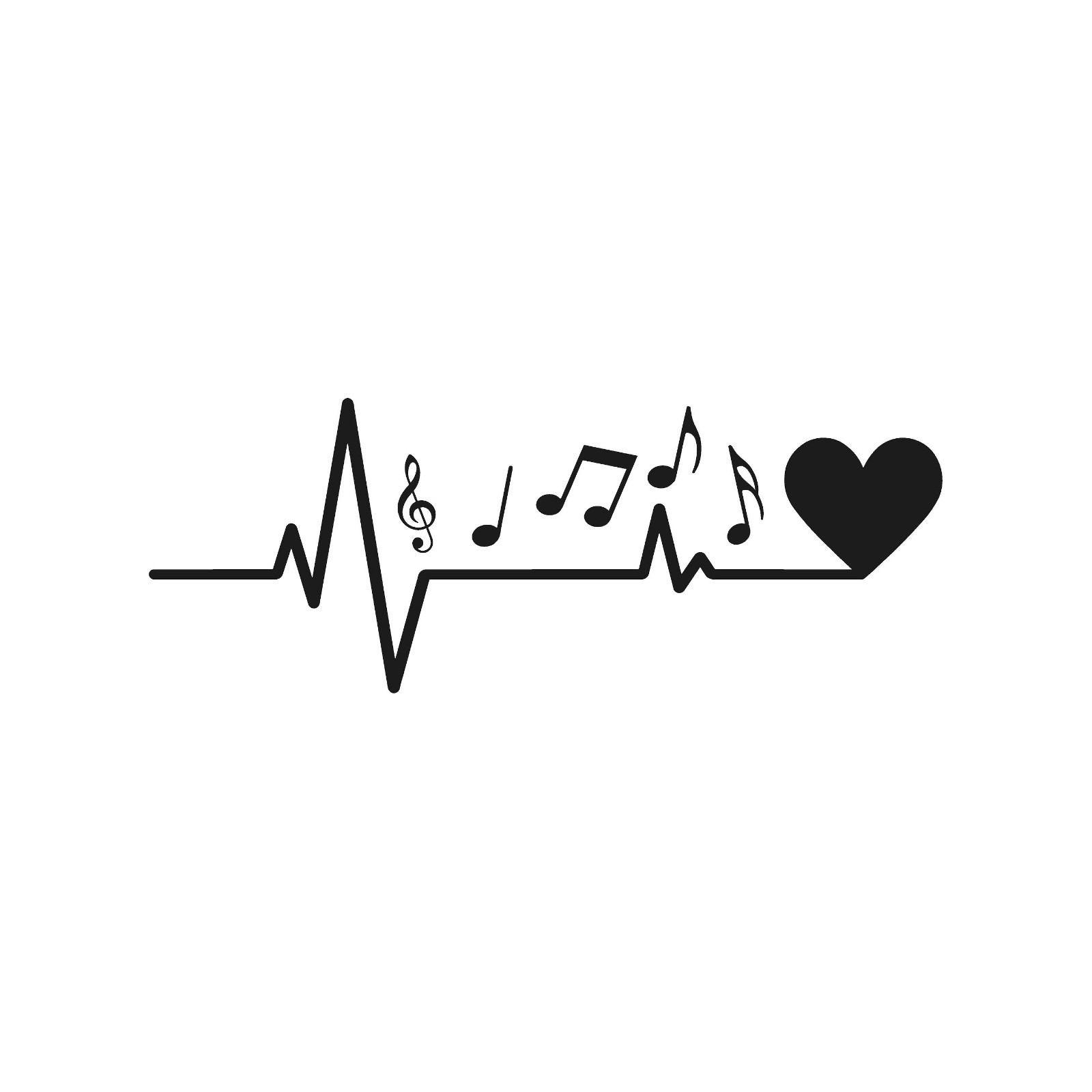 Music Notes Heartbeat Lifeline Vinyl Decal Car Window music lover Sticker