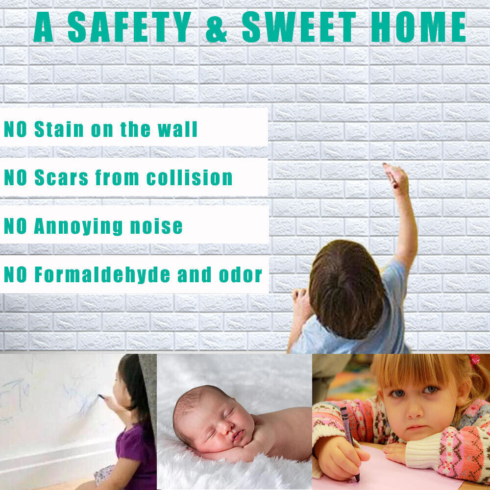 10 Pcs 3D Tile Red Brick Wall Sticker Self-adhesive Foam Panel Wallpaper 38*35