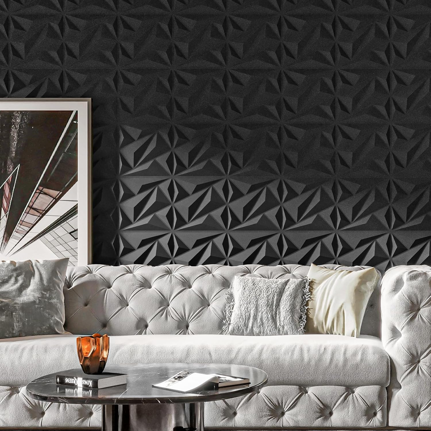 Art3Dwallpanels 33 Pack 3D Wall Panel Diamond for Interior Wall Décor, PVC Flowe