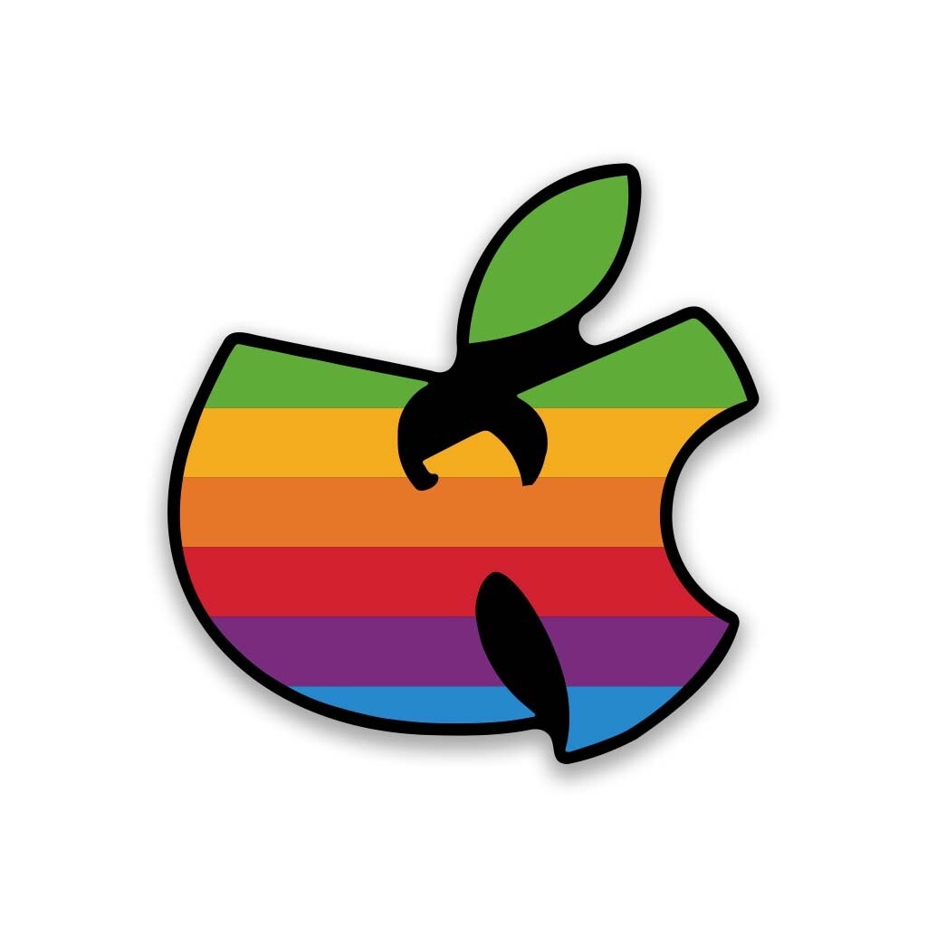 Wu-Tang Apple Sticker, Includes 2 Stickers, 3.5″ Wide, Decal, Vinyl, Rainbow
