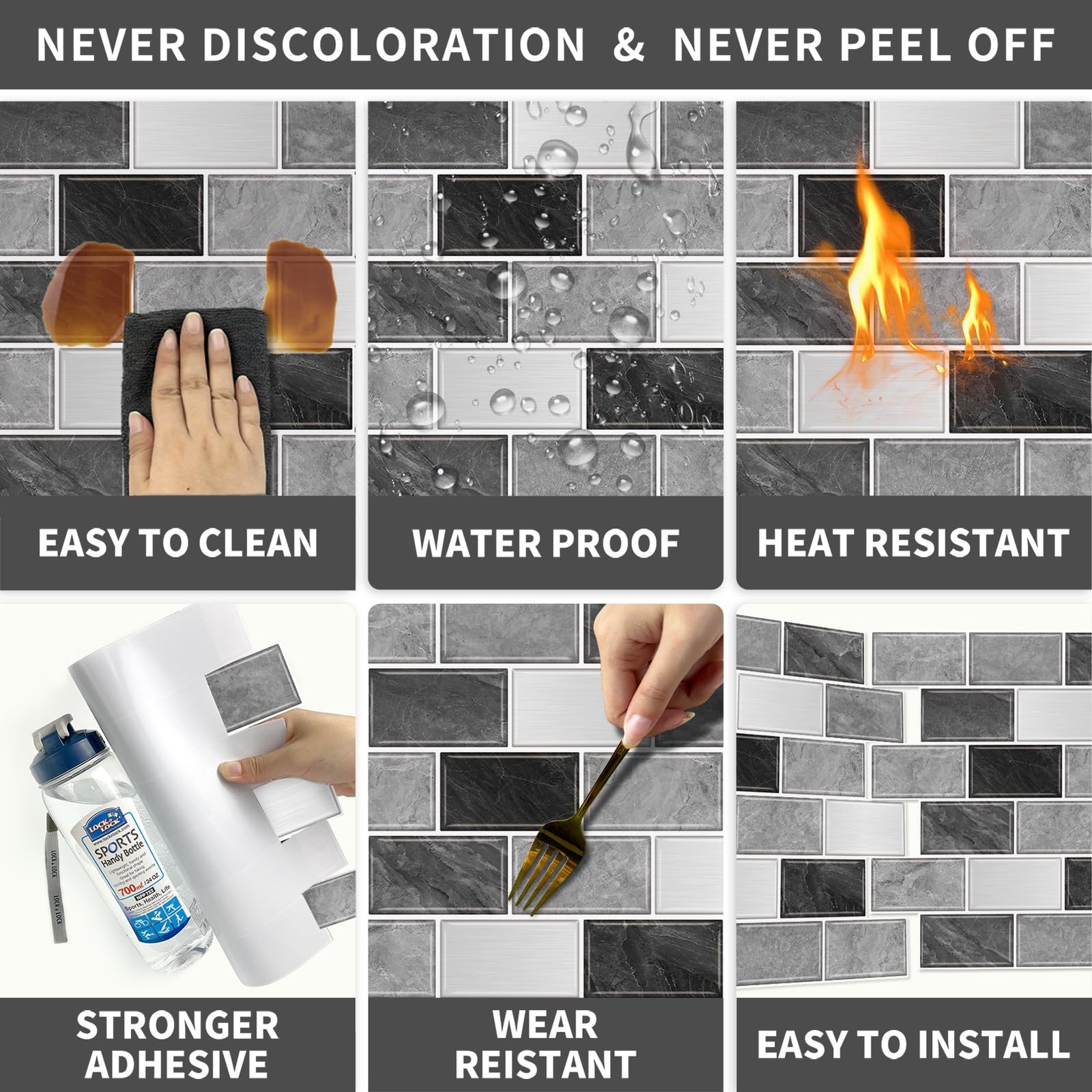 10-Sheet Subway Tile Peel and Stick Backsplash for Kitchen,12″x12″ Self Adhes…