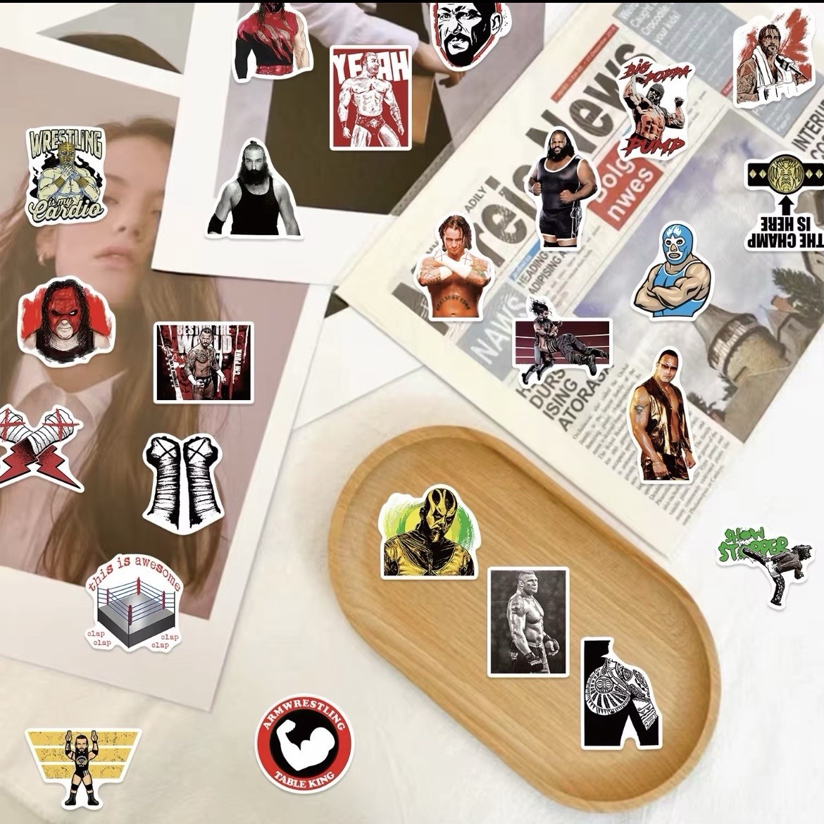 50Pcs Wrestling Stickers Decals for Laptop Water Bottle Wrestler Party Gifts