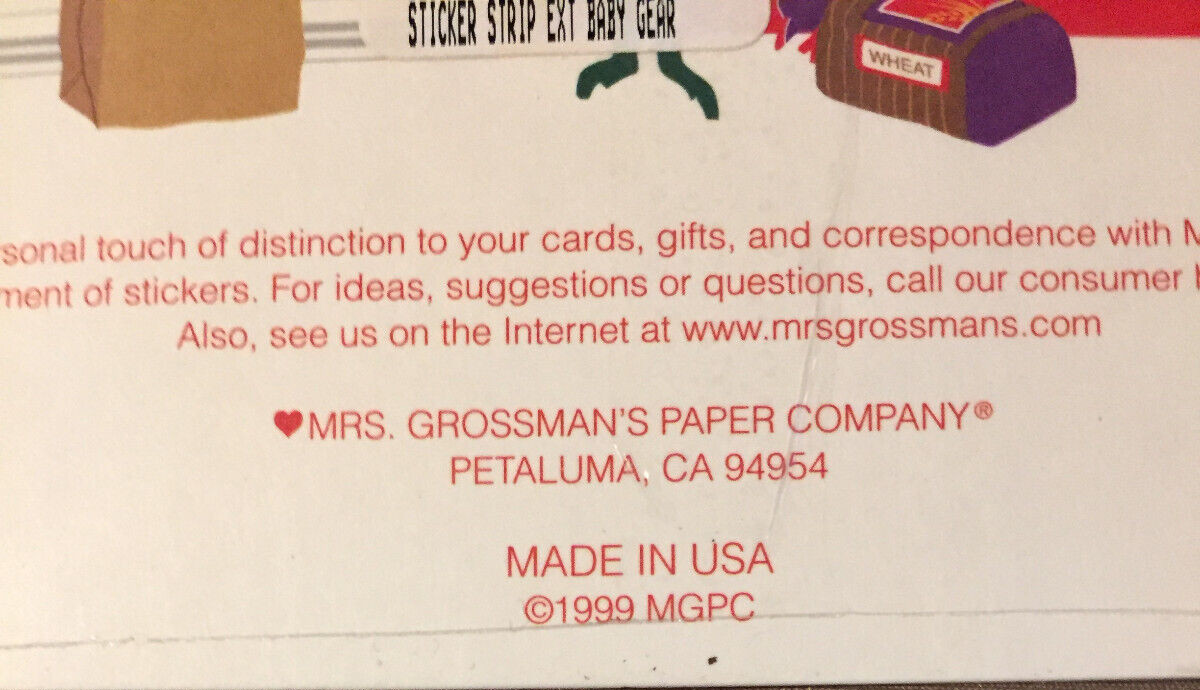 MRS. GROSSMAN’S STICKERS BABY 2 SHEETS 1999