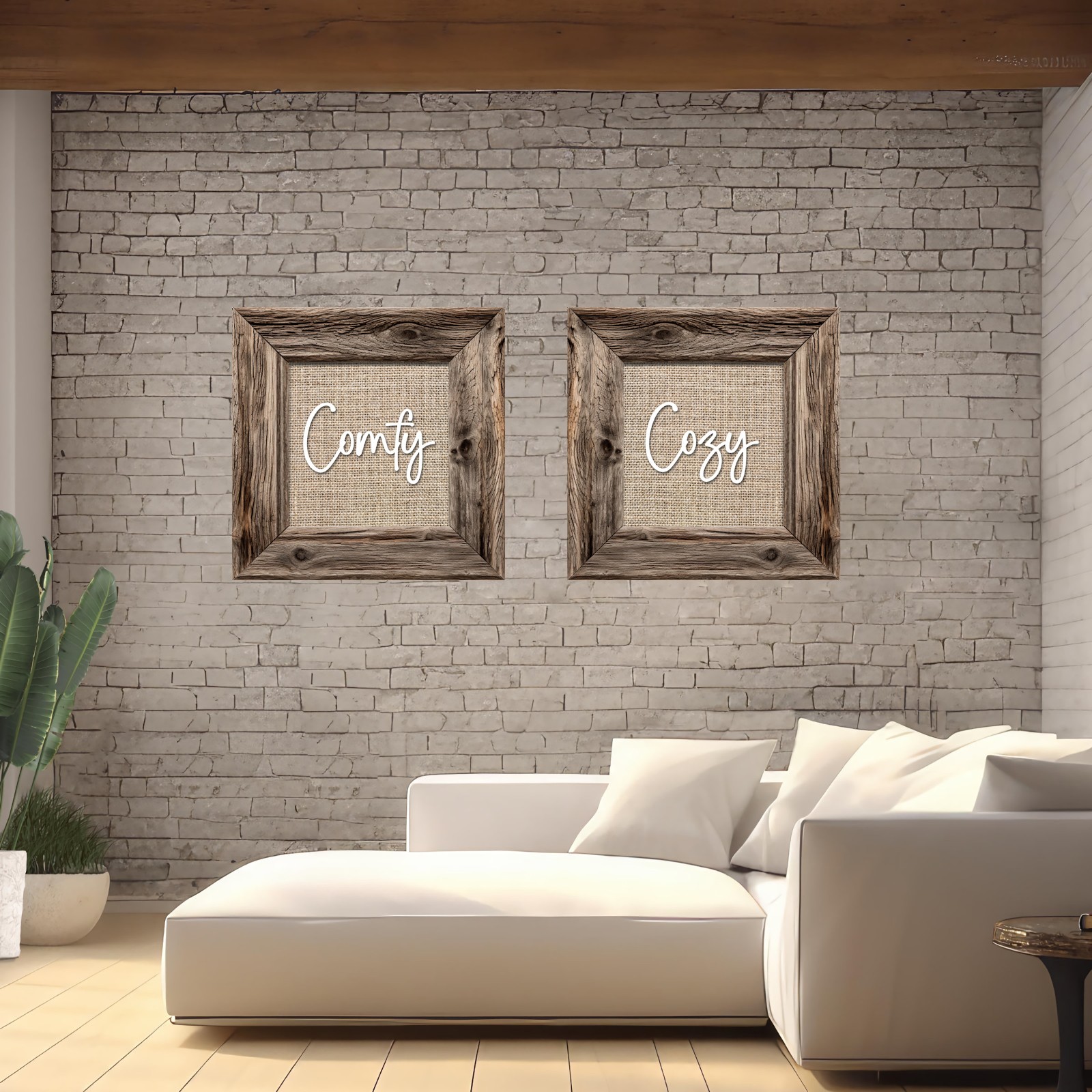 3D Illusion Peel & Stick Wall Art Decals – Set of 2 Large Rustic Frame Art