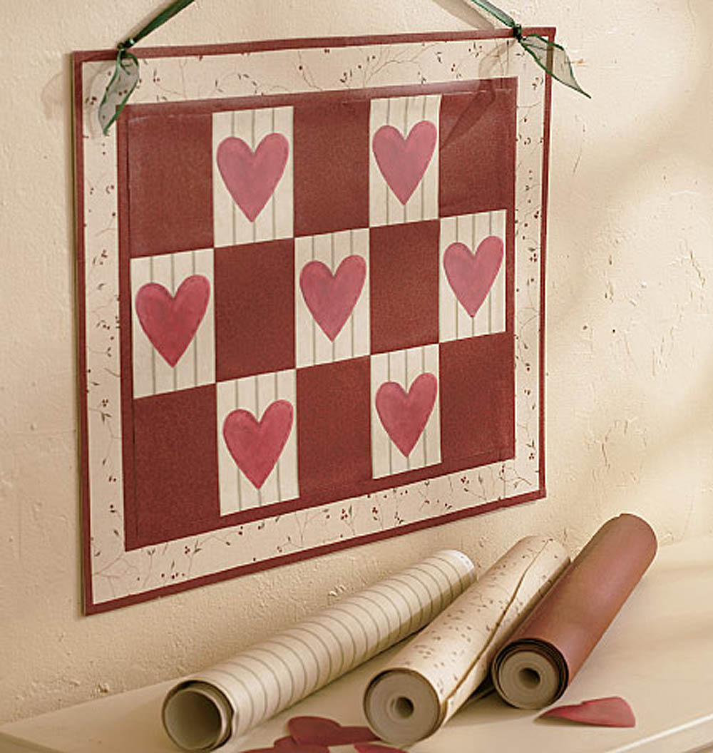 Folk Art Red Hearts 25 WALLIES Stiched Look Cutouts Heart Stickers Decals Love