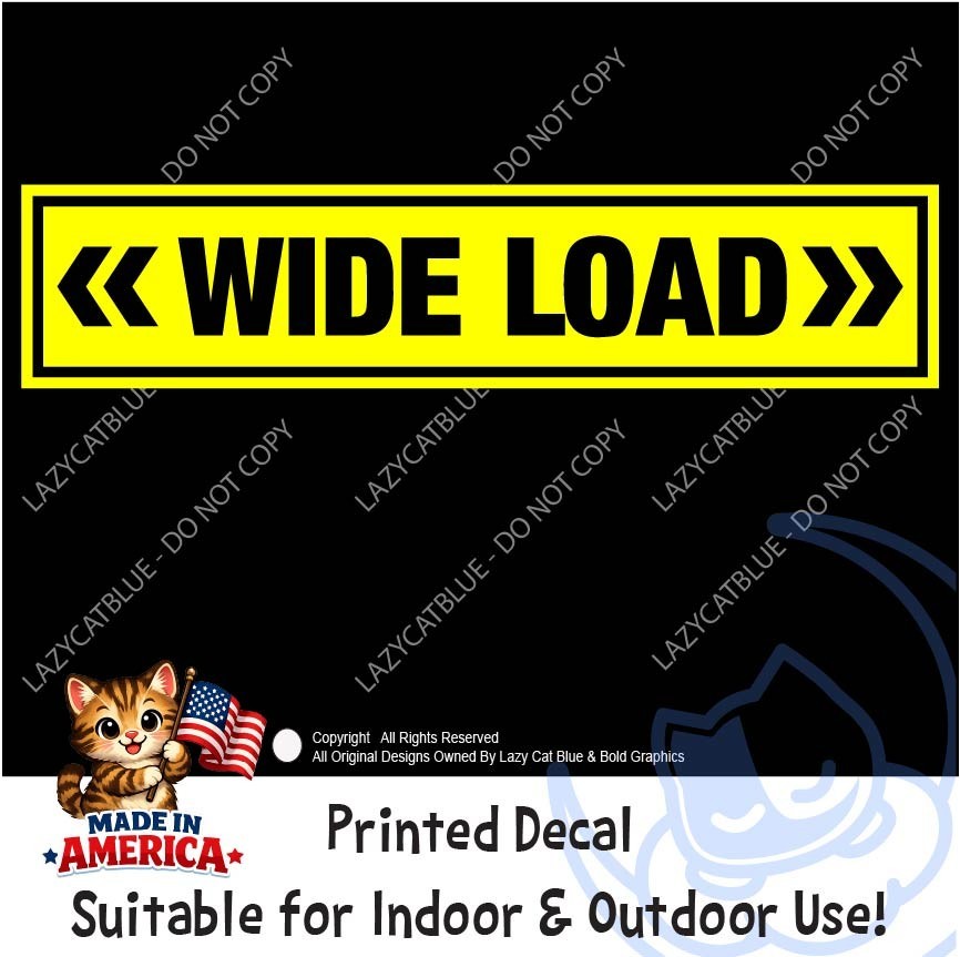 Wide Load Decal Sticker Warning Oversize Large Yellow Black Caution Road Safety
