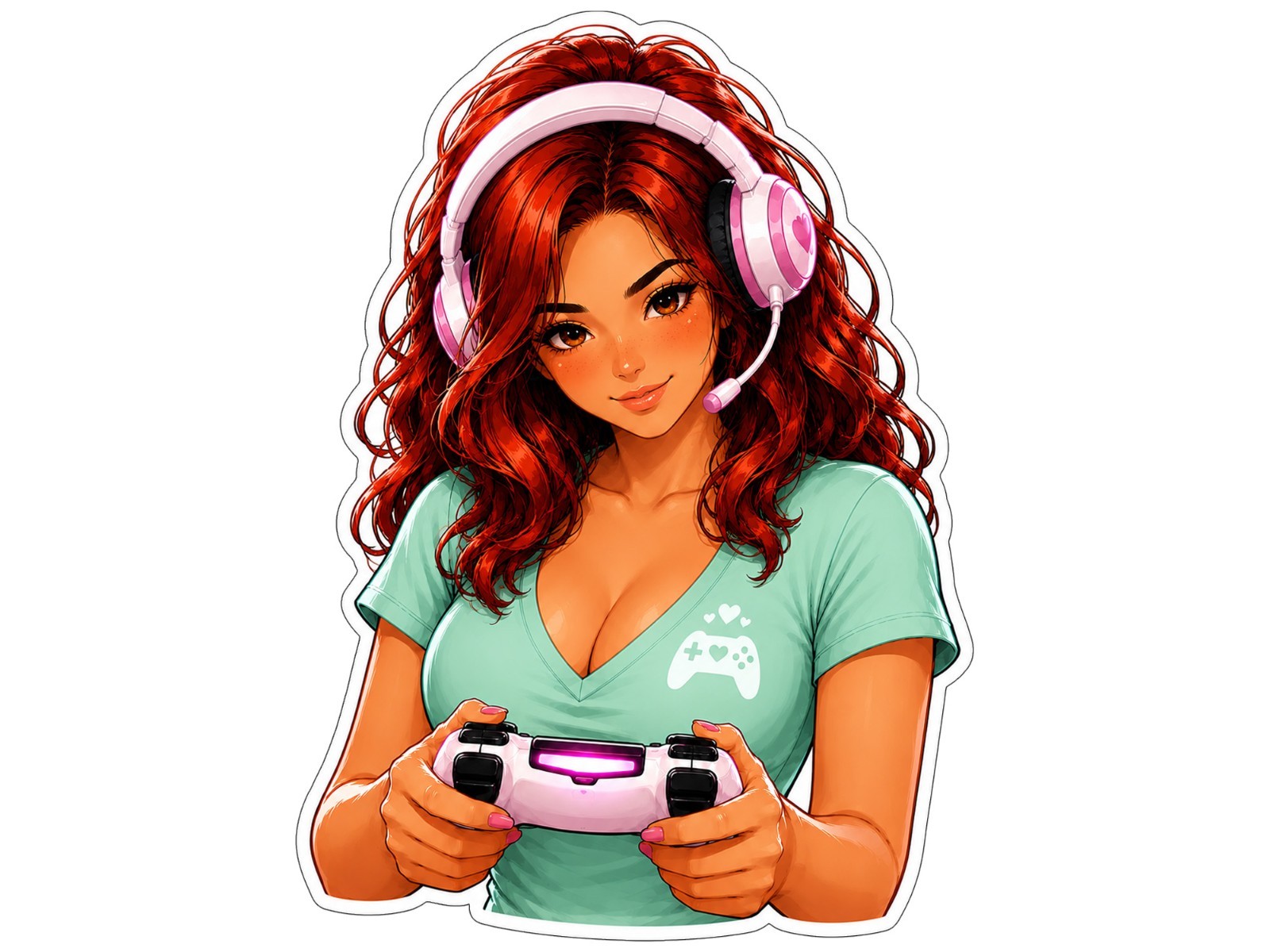 Gamer Girl Sticker Decal – Gamer Girl Controller Laptop Window Car 3.2″