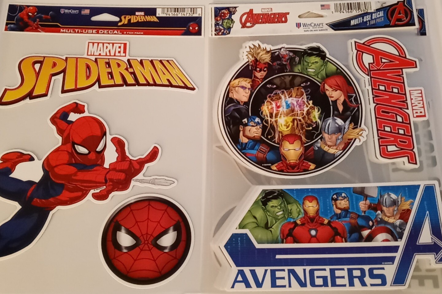 NEW🎁SPIDERMAN & MARVEL AVENGERS💥 WINCRAFT MULTI-USE DECAL 3 FAN PACK STICKERS