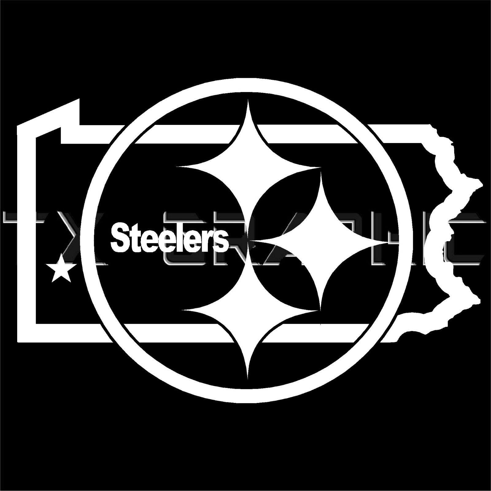 DECAL FOR PITTSBURGH STEELERS PENNSYLVANIA STATE MAP STAR LOCATION VINYL