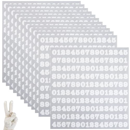 1920 Pieces Small Number Stickers, 1/2″ Waterproof Vinyl Self 1/2 Inch White