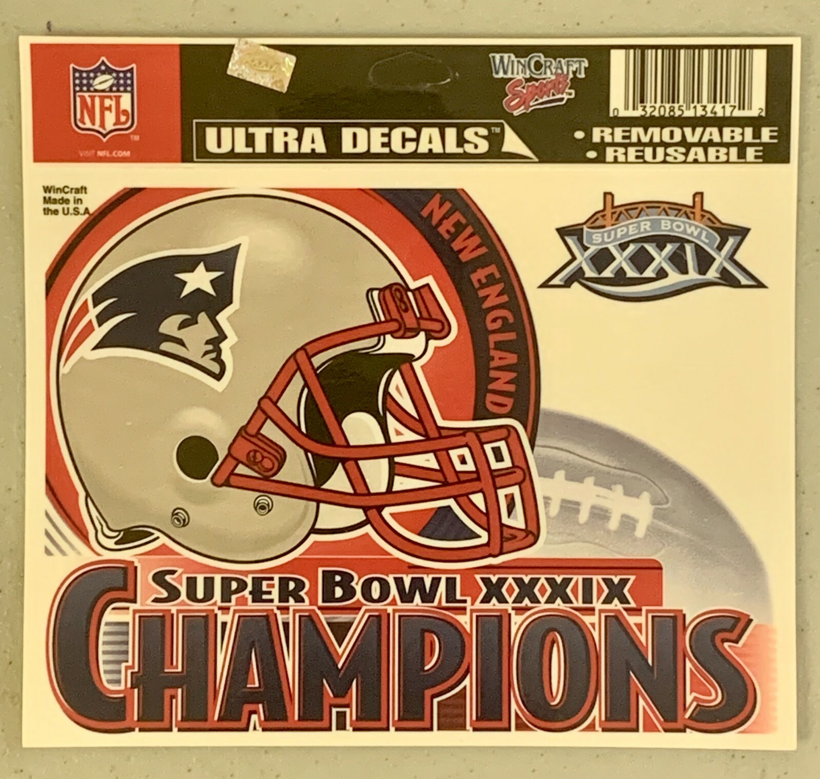 2005 New England Patriots Super Bowl XXXIX Champions 5.5″x6″ Ultra Decal Sticker