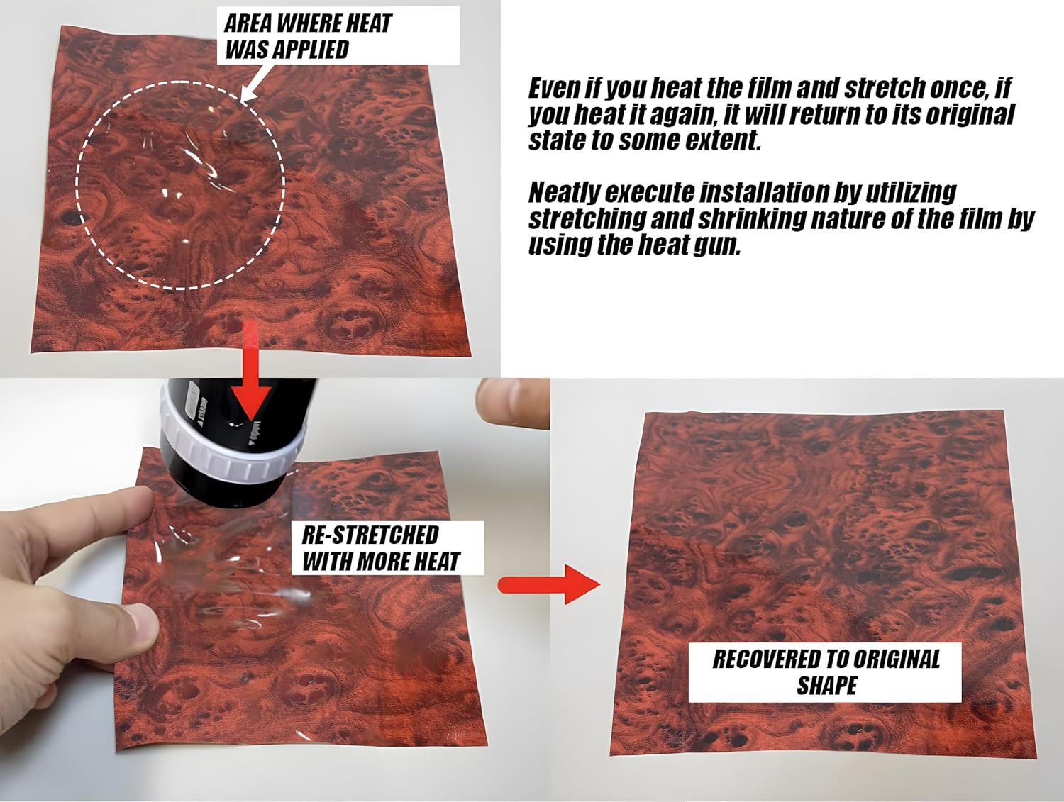 Mahogany Vinyl Wrap -Self Adhesive Film 12 X 60 Inch Glossy Wood Grain Decal Sti