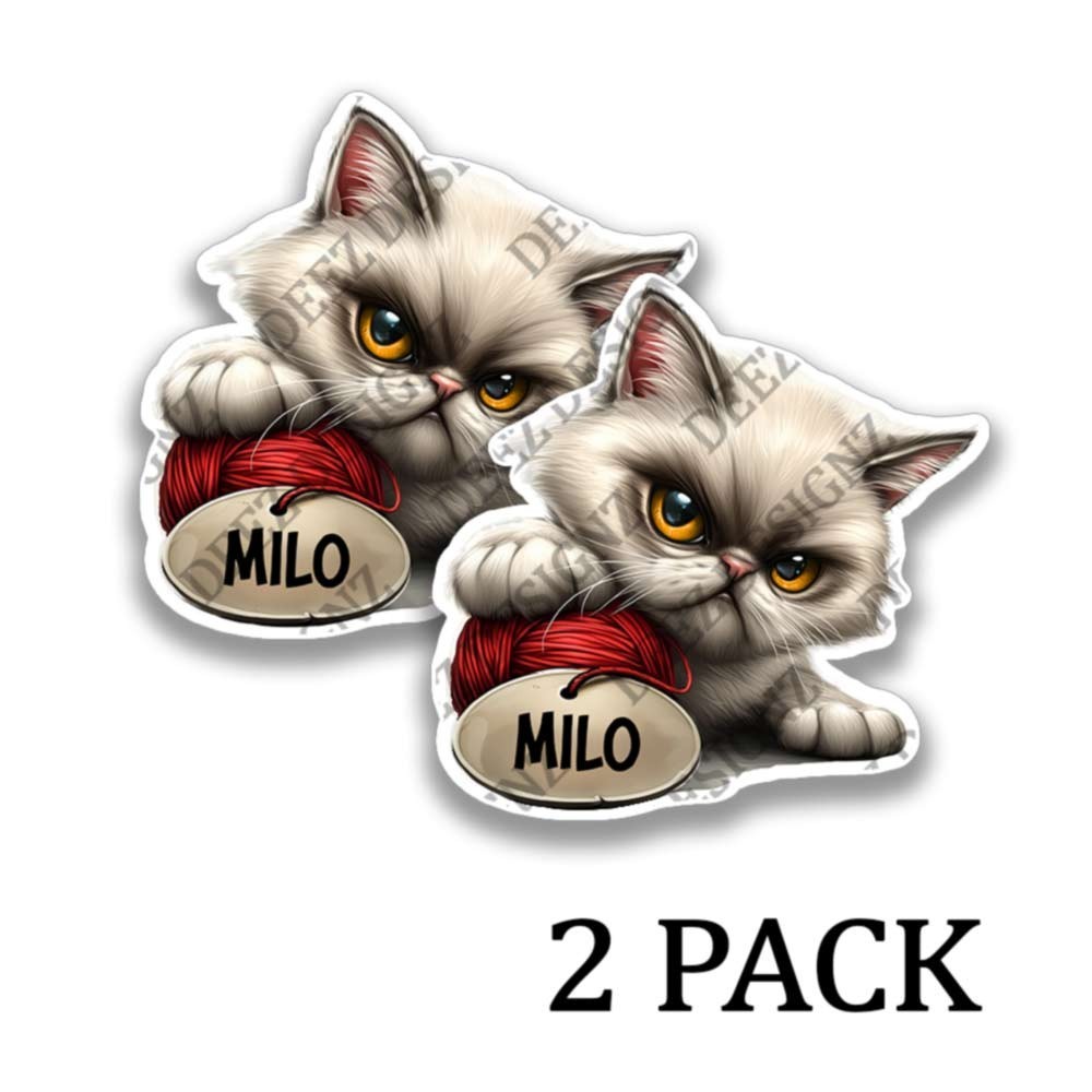 Milo the British Longhair Kitten Stickers Cat Decals (PERSONALIZE!) -2 Pack