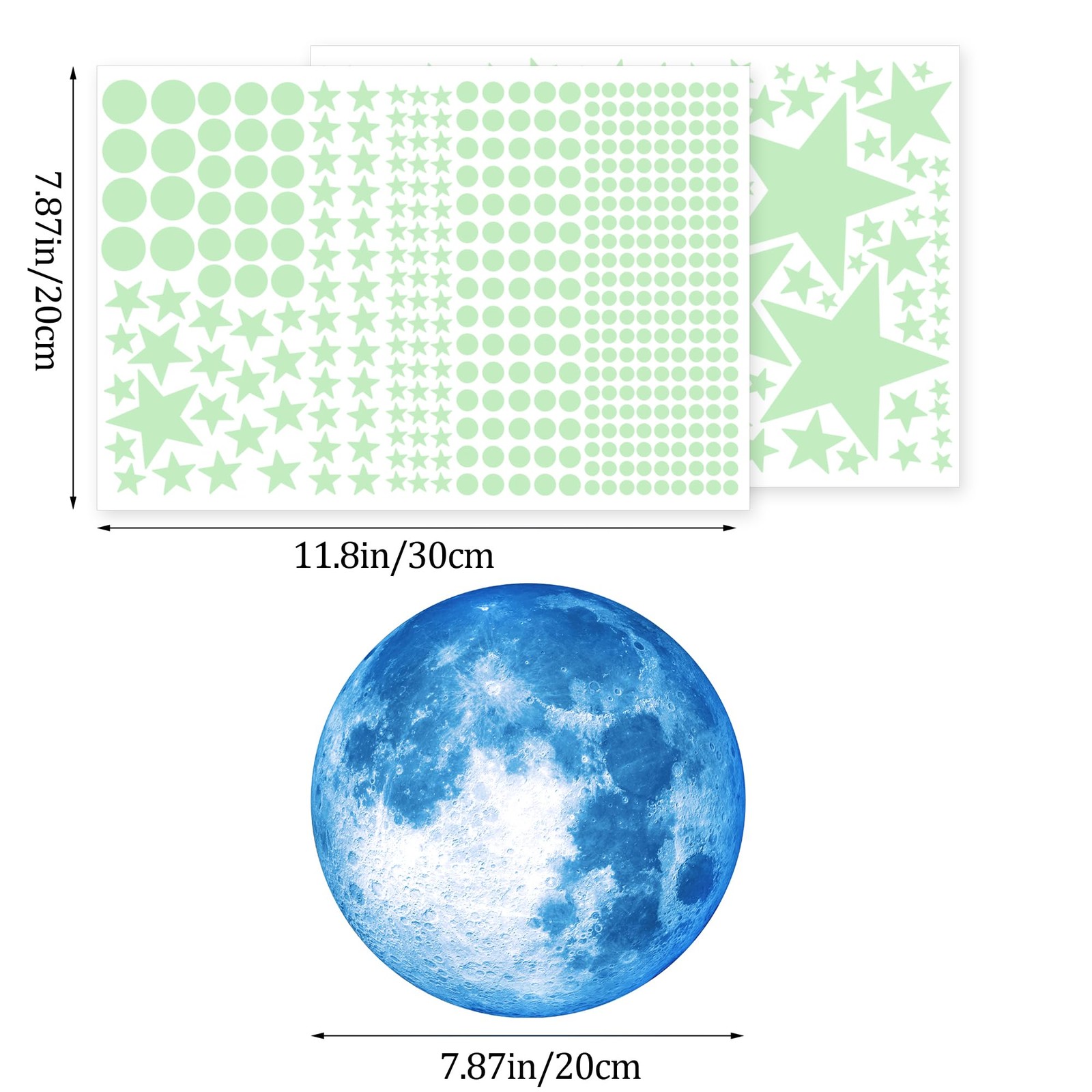 492 Glow in The Dark Stars Moon Space Galaxy Universe Planet Wall Decals – B…