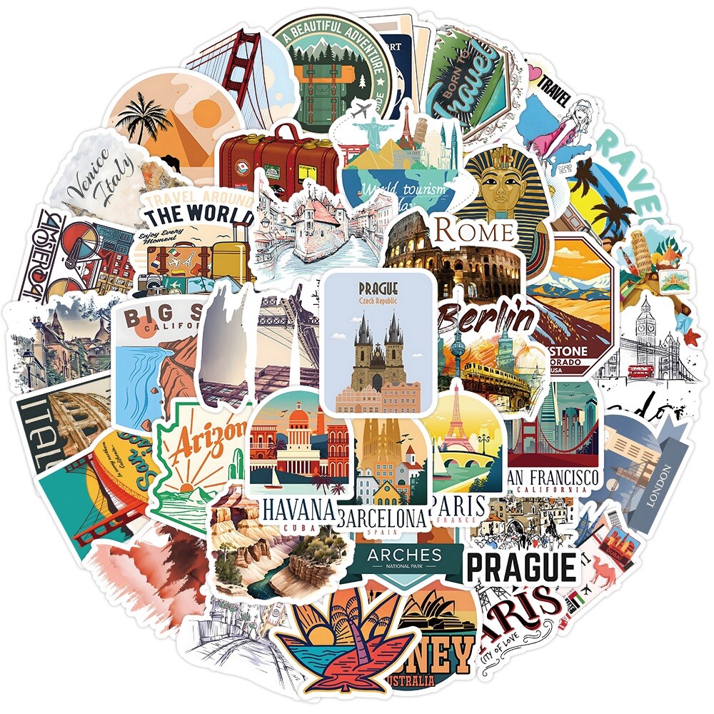 10 Random International Travel Stickers World Tourism Decals Hydro Free Shipping